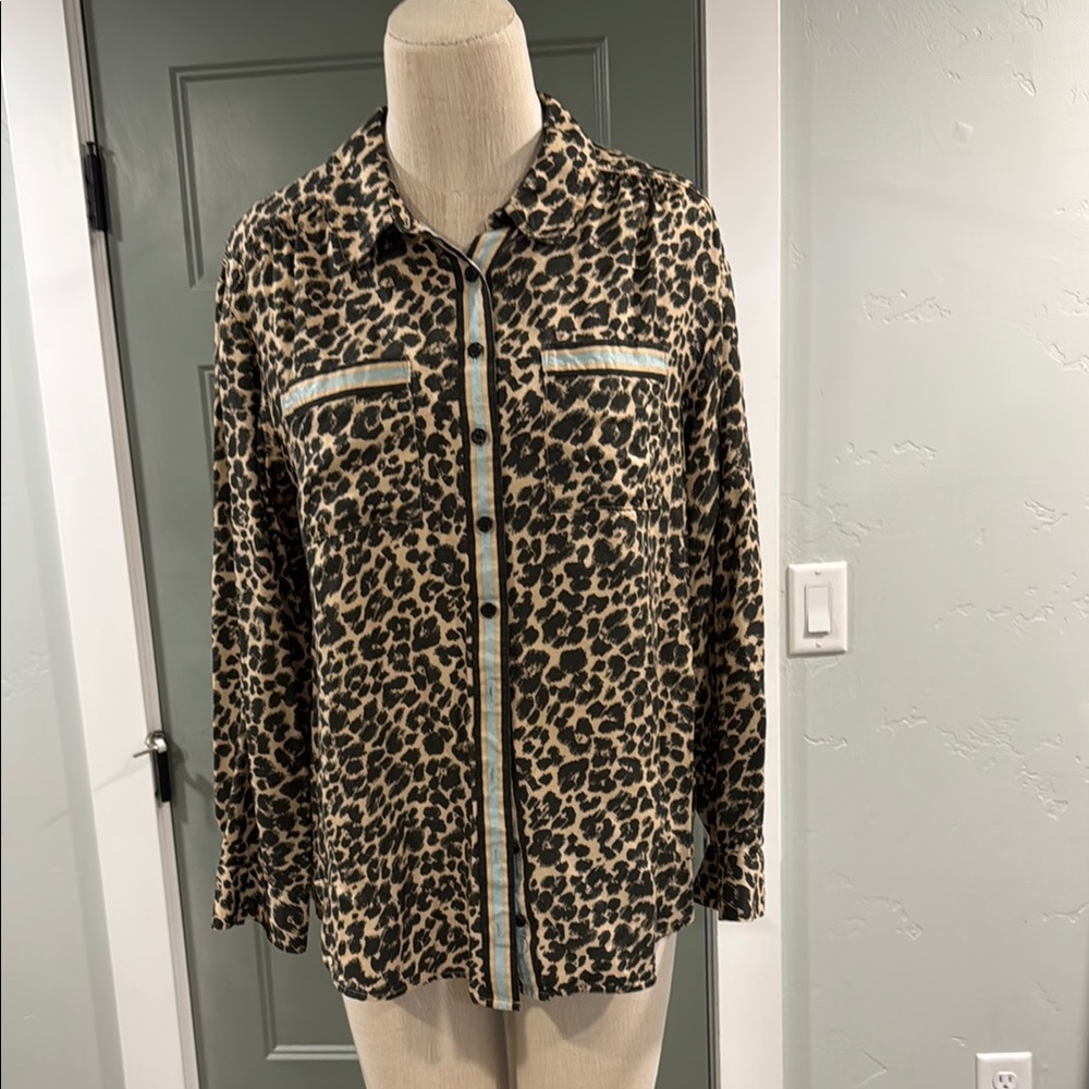 Leopard Print Button-Up Shirt